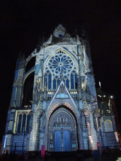 Light show on a Cathedral in Metz at night